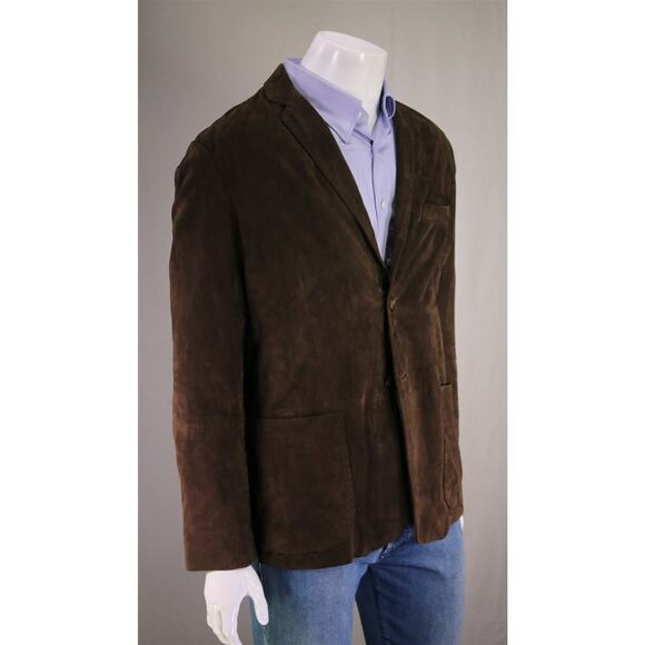 Neiman-Marcus Mens Brown Suede Leather w/ Cotton Lining Blazer Jacket XXL - Picture 5 of 10